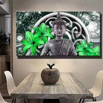 Полный квадратный 5d Алмазная вышивка Зеленая Лилия Будда diy круглый набор алмазной мозаики алмазная живопись насыщенный свет роскошный подарок, S202 Full Round 30x60CM