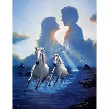 Полный квадратный алмаз 5D DIY алмазная живопись Пара лошадей круглая полная вышивка крестиком горный хрусталь мозаичная картина декор Full Round 20X30CM