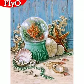 Полный квадратный алмаз картина хрустальный шар вышивка крестиком Новое поступление Алмазная вышивка пейзаж ракушка декор для дома Full Round (20X30CM)