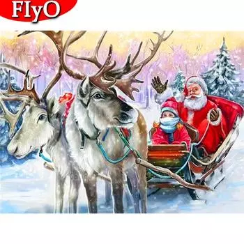 Полный квадратный алмазный набор для рисования оленя, распродажа, алмазная вышивка, мозаика Санта-Клауса, снег, рукоделие, Рождественский подарок Full Round (20X30CM)