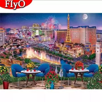 Полный квадратный алмазный набор для вышивки крестом «Город», распродажа, алмазная живопись, пейзажная мозаика, рукоделие, украшение для дома Full Round (20X30CM)