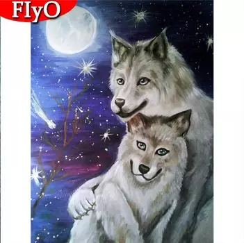 Полный квадратный алмазный набор для вышивки волка, алмазная живопись, мозаика с изображением животных, вышивка крестом, украшение для дома Full Round 20X30CM