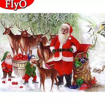 Полный квадратный алмазный рисунок Санта-Клаус, набор для рукоделия, алмазная вышивка, мультяшная мозаика, зима, Рождественский подарок ручной работы, искусство Full Round (20X30CM)
