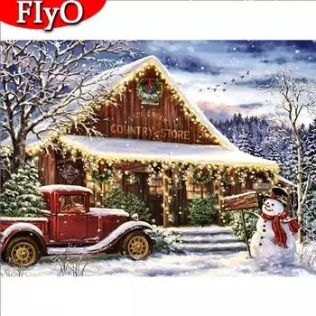 Полный квадратный алмазный рисунок Снеговик Набор для рукоделия 5D Алмазная вышивка Зимние картины из страз Рождественский подарок Full Round (20X30CM)