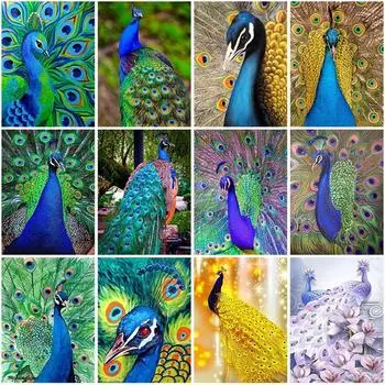 Полный квадратный дрель 5D алмазная живопись Павлин вышивка крестиком DIY Алмазная вышивка животное мозаика цветок ручной работы подарок настенное искусство Full Round 20x30CM