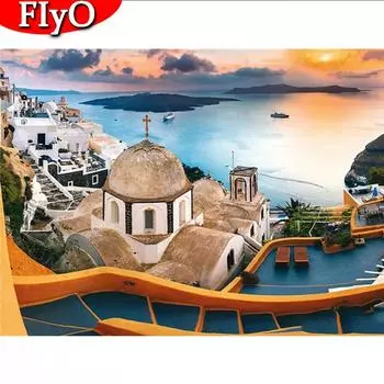 Полный квадратный дрель Алмазная картина Город ремесла Новое поступление Алмазная вышивка Пейзаж Приморский Декор для дома Full Round (20X30CM)