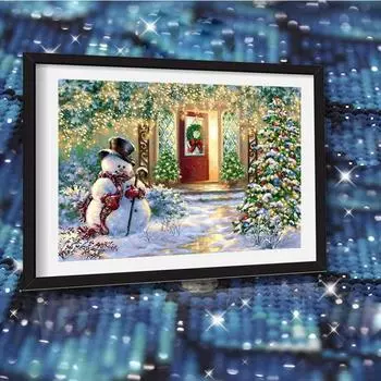 Полный квадратный дрель Алмазная картина Снеговик Рождественские украшения Алмазная вышивка крестиком Рождественская мозаика Ручная работа Рукоделие Домашний декор Full Round (20X30CM)
