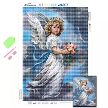 Полный квадратный круглый алмаз картина Ангел девушка горный хрусталь 5D Алмазная вышивка персонаж ремесло украшение дома Full Round 20X30CM