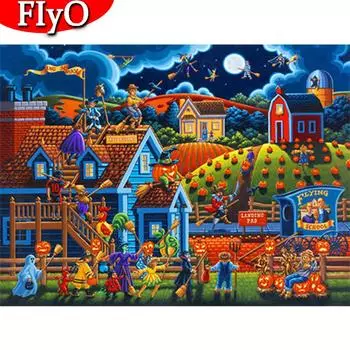 Полный квадратный круглый алмаз картина Хэллоуин Алмазная вышивка дом вышивка крестиком Пейзаж Мозаика подарок ручной работы Full Round (20X30CM)