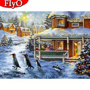 Полный квадратный круглый алмаз картина Пингвин 5d DIY Алмазная вышивка животное зимнее украшение дома искусство Full Round 20X30CM