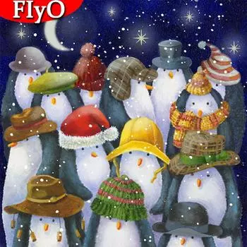 Полный квадратный круглый алмаз картина Пингвин Алмазная вышивка животных мозаика ремесла Рождественский подарок Full Round 30x30CM