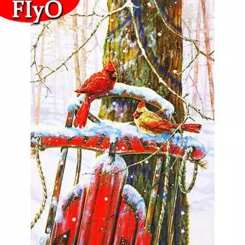 Полный квадратный круглый алмаз картина птица снег ремесленная Алмазная вышивка животное картина декор со стразами для дома Full Round (20X30CM)