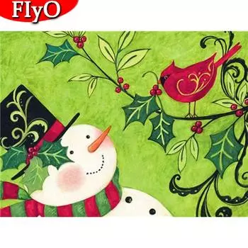 Полный квадратный круглый алмаз картина Рождественский снеговик Алмазная вышивка птица горный хрусталь картина домашний декор Full Round (20X30CM)