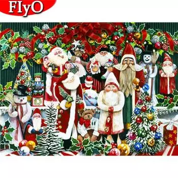 Полный квадратный круглый алмаз картина Санта-Клаус Алмазная вышивка мультфильм мозаика Рождественский подарок ремесленный комплект Full Round (20X30CM)