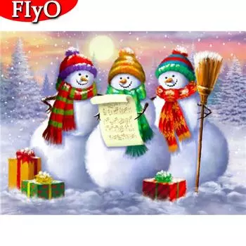 Полный квадратный круглый алмаз картина снеговик Алмазная вышивка мозаика мультфильм рождественские украшения для дома Full Round (20X30CM)