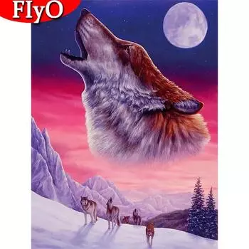 Полный квадратный круглый алмаз картина волк вышивка крестиком Алмазная вышивка животных мозаика ремесленные украшения дома Full Round (20X30CM)