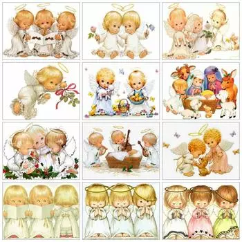 Полный квадратный круглый алмаз картина вышивка ангел малыш Алмазная мозаика вышивка крестиком детское крыло домашний декор Full Round 20x25CM