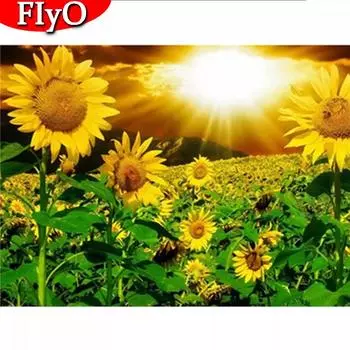 Полный квадратный круглый алмаз картина закат искусство горный хрусталь Алмазная вышивка крестиком Пейзаж Мозаика Подсолнух домашний декор Full Round (20X30CM)