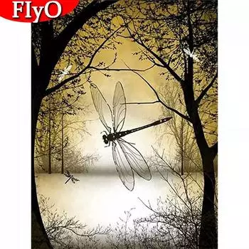 Полный квадратный круглый алмаз вышивка картина Стрекоза рукоделие DIY Алмазная мозаика вышивка крестиком животное ремесло домашний декор Full Round (20X30CM)