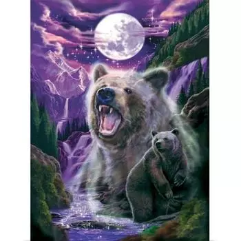 Полный квадратный/круглый алмаз вышивка Луна и медведь комплект алмазная живопись вышивка крестиком мозаика животное подарок ручной работы Full Round 20X30CM