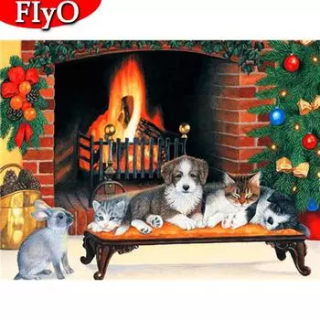 Полный квадратный круглый алмаз вышивка собака Алмазная картина животных мозаика декор для дома Рождественский подарок Full Round (20X30CM)