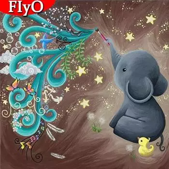 Полный квадратный/круглый алмазный набор для искусства, алмазная живопись с изображением животных, вышивка крестиком, слон, 5D DIY, мозаичное украшение Full Round 30x30CM