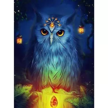 Полный квадратный/круглый алмазный набор для искусства, алмазная живопись с изображением животных, вышивка крестиком, Сова, 5D DIY, мозаика, домашний декор Full Round 20X30CM
