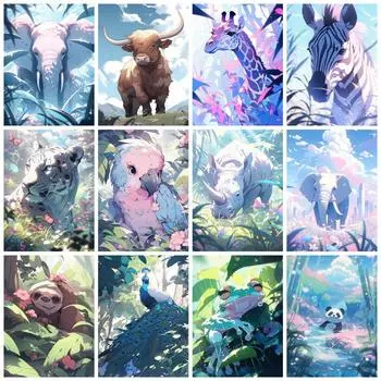 Полный квадратный круглый Diy Алмазная картина Животные Мультфильм Домашний декор Вышивка Мозаика Слон Настенное искусство Full Round 20x30CM