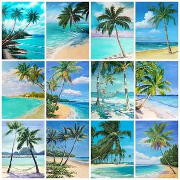 Полный квадратный круглый DIY алмазная живопись дерево морской домашний декор вышивка пейзаж мозаика настенное искусство Full Round 20x30CM