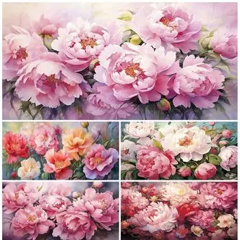 Полный квадратный/круглый дрель 5D DIY алмазная живопись красивые пионы картина Алмазная вышивка крестиком домашний декор J3762 square 30x60cm белый