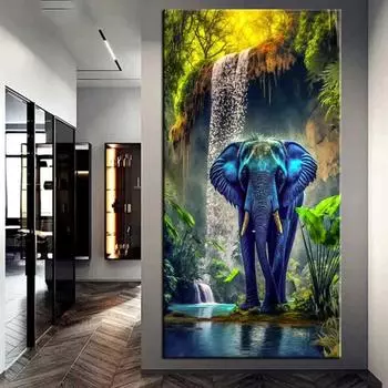 Полный квадратный/круглый дрель 5D DIY алмазная живопись слон картина Алмазная вышивка крестиком домашний декор J3753 square 30x60cm красный