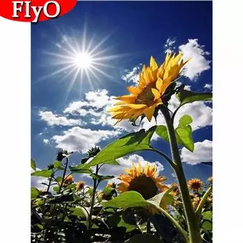 Полный квадратный круглый дрель Алмазная вышивка Подсолнух 5D DIY алмазная живопись цветок ручной работы подарок рукоделие домашний декор Full Round (20X30CM)