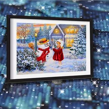 Полный квадратный/круглый дрель алмазная живопись Снежная девочка 5d DIY Алмазная вышивка снег Рождественская мозаика рукоделие домашний декор Full Round (20X30CM)