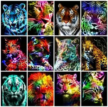 Полный квадратный/круглый дрель, мозаика, леопард, 5D алмазная живопись, вышивка крестиком, тигр, художественная роспись с изображением животных, настенная наклейка, комплект Full Round 20x25CM