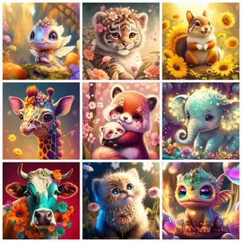 Полный квадратный круглый сделай сам алмазная картина животное фэнтези вышивка тигр дракон мозаика домашний декор Full Round 20x20CM