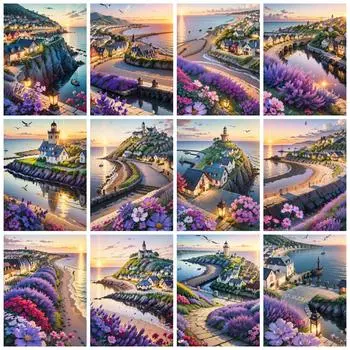 Полный квадратный круглый сделай сам алмазная картина морской пейзаж домашний декор вышивка закат город ручная работа настенное искусство Full Round 20x30CM