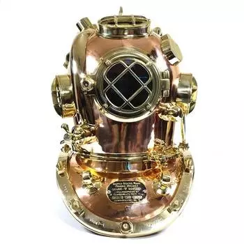Полный латунный водолазный шлем длиной 55,88 см, медный латунный шлем для подводного плавания, копия глубоководного водолазного шлема ВМС США с знаком V, лучший морской подарок для него