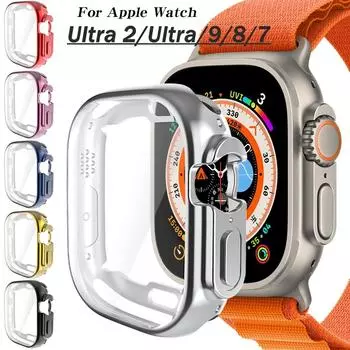 Полный мягкий защитный чехол на 360 градусов для Apple Watch Ultra 2, 49 мм, чехол из ТПУ, защитный чехол для экрана, бампер для iWatch Series 9/7/8, 41 мм, 45 мм, чехол 40mm красный