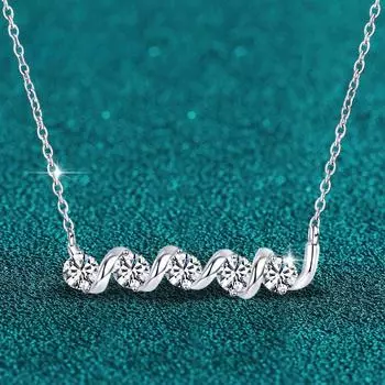 Полный муассанит ожерелья для женщин и девочек стерлингового серебра 925 пробы с бриллиантами кулон на шею цепочка вечерние свадебные ожерелья подарки Zircon