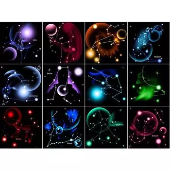 Полный набор сверл для алмазной живописи, YEESAM ART 12, наклейки на стену с желтой вышивкой зодиака, 5D DIY Diamond Art