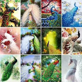 Полный набор сверл для алмазной живописи, YEESAM ART, мозаика с павлином, вышивка, наклейки на стену, 5D DIY Diamond Art