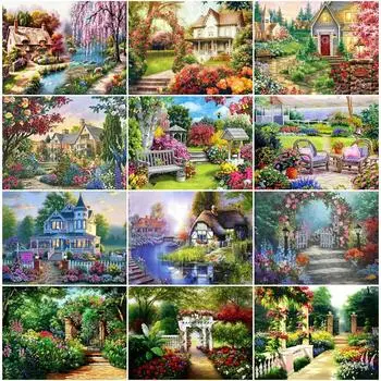 Полный набор сверл для алмазной живописи, YEESAM ART Garden 5D DIY Diamond Art 30x40 см/11,8x15,7 дюйма