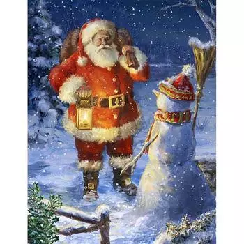 Полный набор сверл для алмазной живописи, YEESAM ART 5D Зимний снеговик Снежная сцена DIY Diamond Art