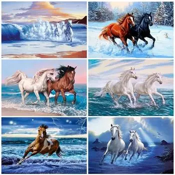 Полный набор сверл для алмазной живописи, YEESAM ART Лошадь, животное, море, 5D DIY Алмазное искусство 30x40 см/11,8x15,7 дюйма