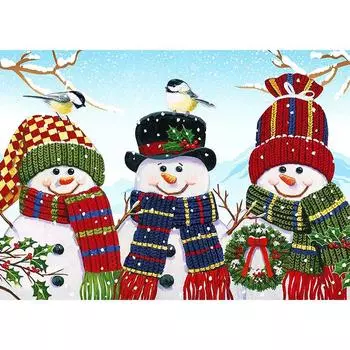 Полный набор сверл для алмазной живописи, YEESAM ART 5D Зимний снеговик Снежная сцена DIY Diamond Art