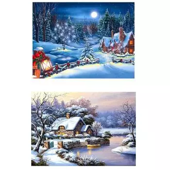 Полный набор сверл для алмазной живописи, YEESAM ART Forest Cabin River 5D DIY Diamond Art