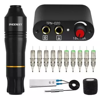 Полный набор тату-машин PHOENIXY, набор для татуировок, набор тату-машин для перманентного макияжа с картриджем, набор для татуировок для начинающих set 1
