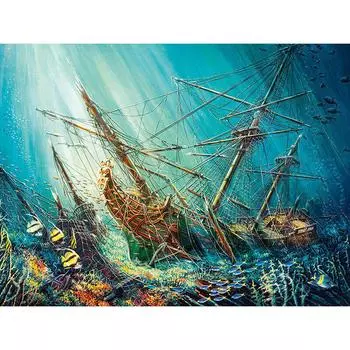 Полная круглая дрель 5D DIY Алмазная вышивка Lost Boat Алмазная картина Вышивка крестом Стразы 20X30CM