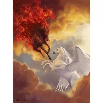 Полная круглая алмазная вышивка Летающая лошадь 5D DIY Алмазная картина Вышивка крестом Стразы 20X30CM