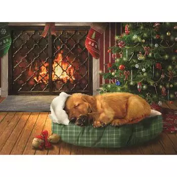 Полная круглая алмазная вышивка Sleepy Puppy 5D DIY Алмазная картина вышивка крестом Стразы 20X30CM